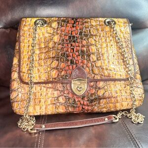 Croc-Embossed Chain Shoulder Bag - Multicolor